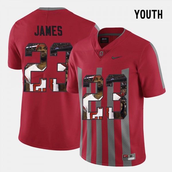 Ohio State Buckeyes LeBron James Youth #23 Red Pictorial Fashion College Football Jersey 2404UETH6